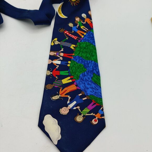Save The Children Save the Earth Mens Necktie 100% Silk Made is USA - Picture 3 of 6
